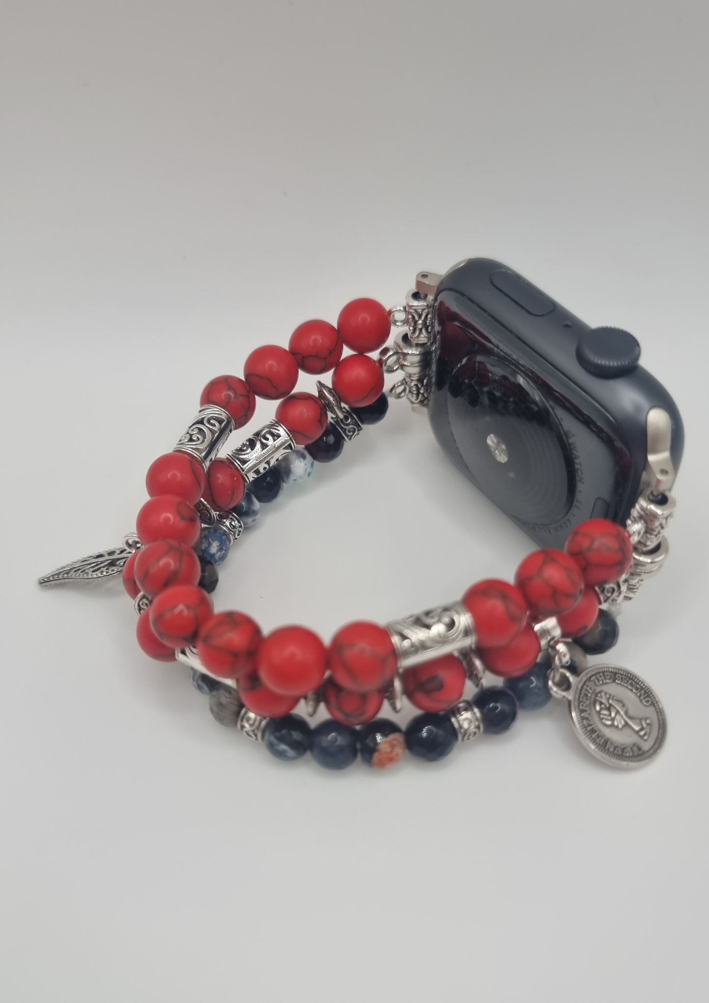 Ceelo Handmade Red Jasper Double-Layer Beaded Strap for Apple Watch