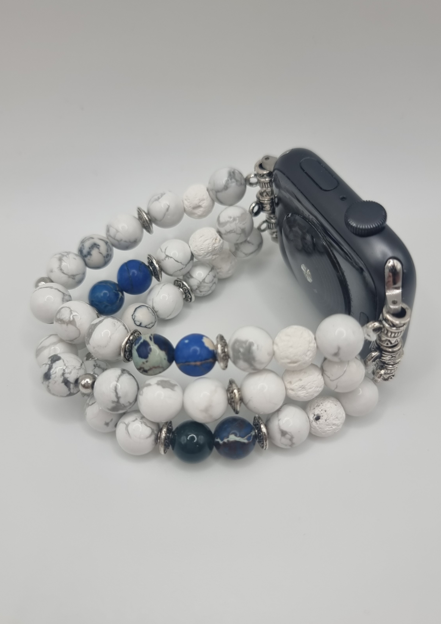 سوار سيلو المصنوع يدويًا من طبقتين من الخرز الرخامي لساعة أبل