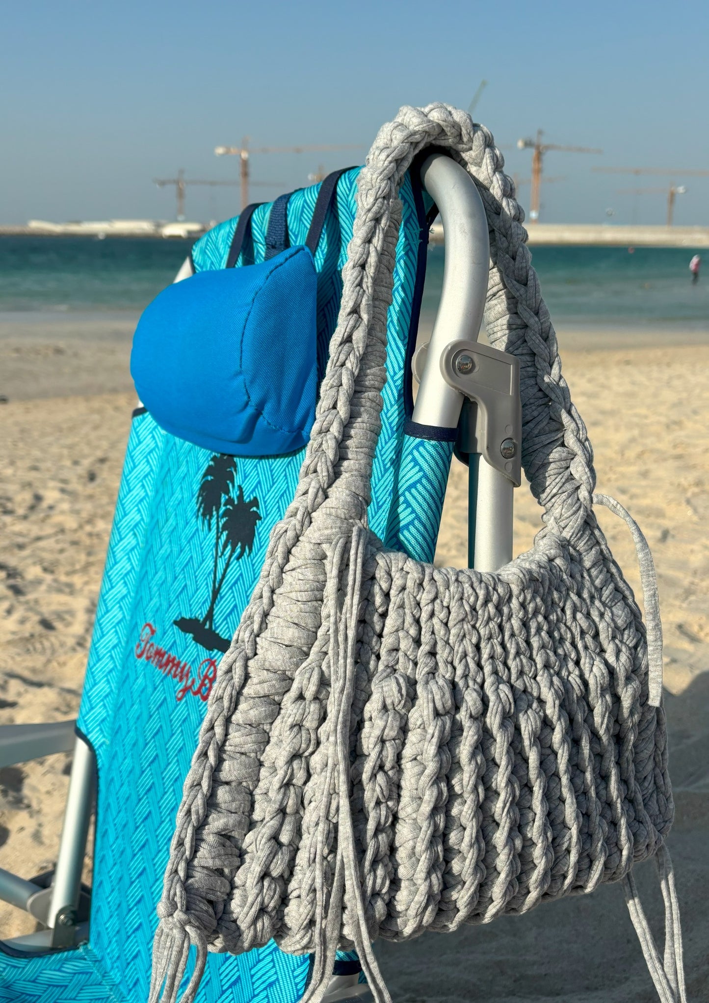 The Ripple Bag – Light Grey Ribbed Shoulder Bag