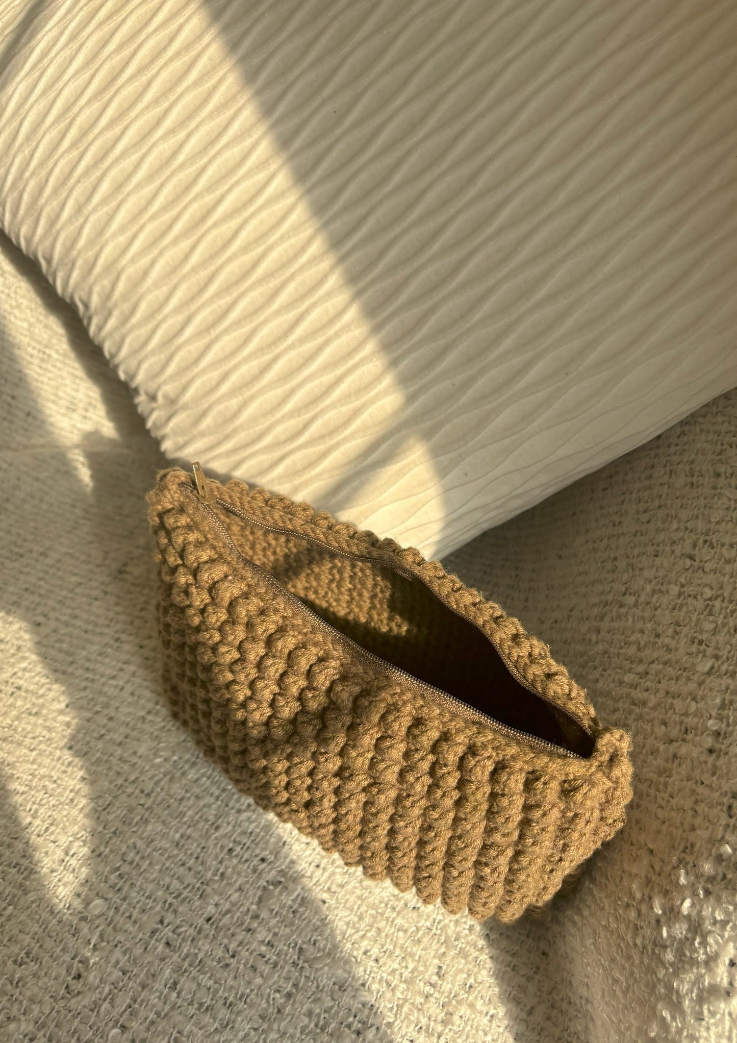 The Bubble Pouch – Large Mocha Bubble-Stitch Wallet