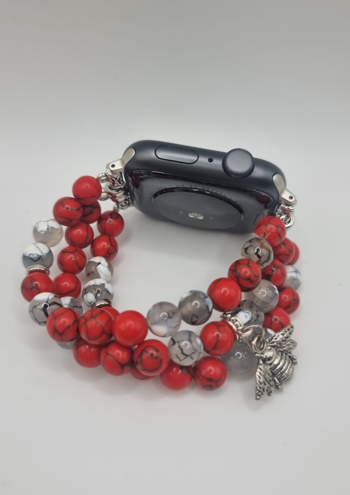 Ceelo Handmade Red & Marble Beaded Charm Strap for Apple Watch