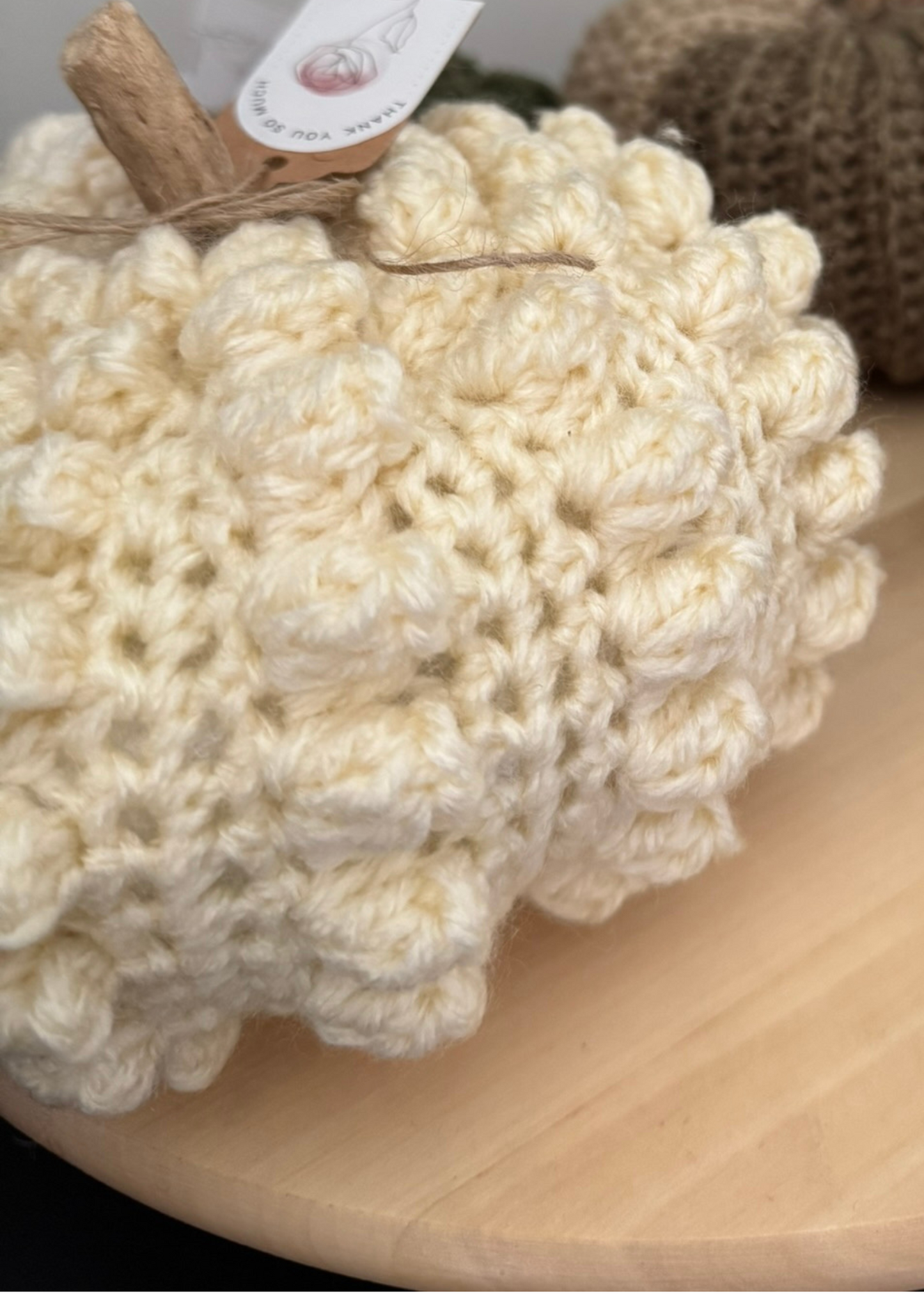 Large Pumpkin – Popcorn Stitch Table Decor