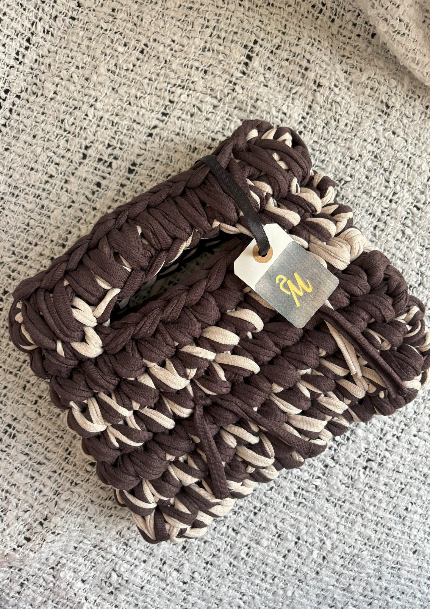 Top Handle Jane – Chunky Brown-Beige Statement Bag