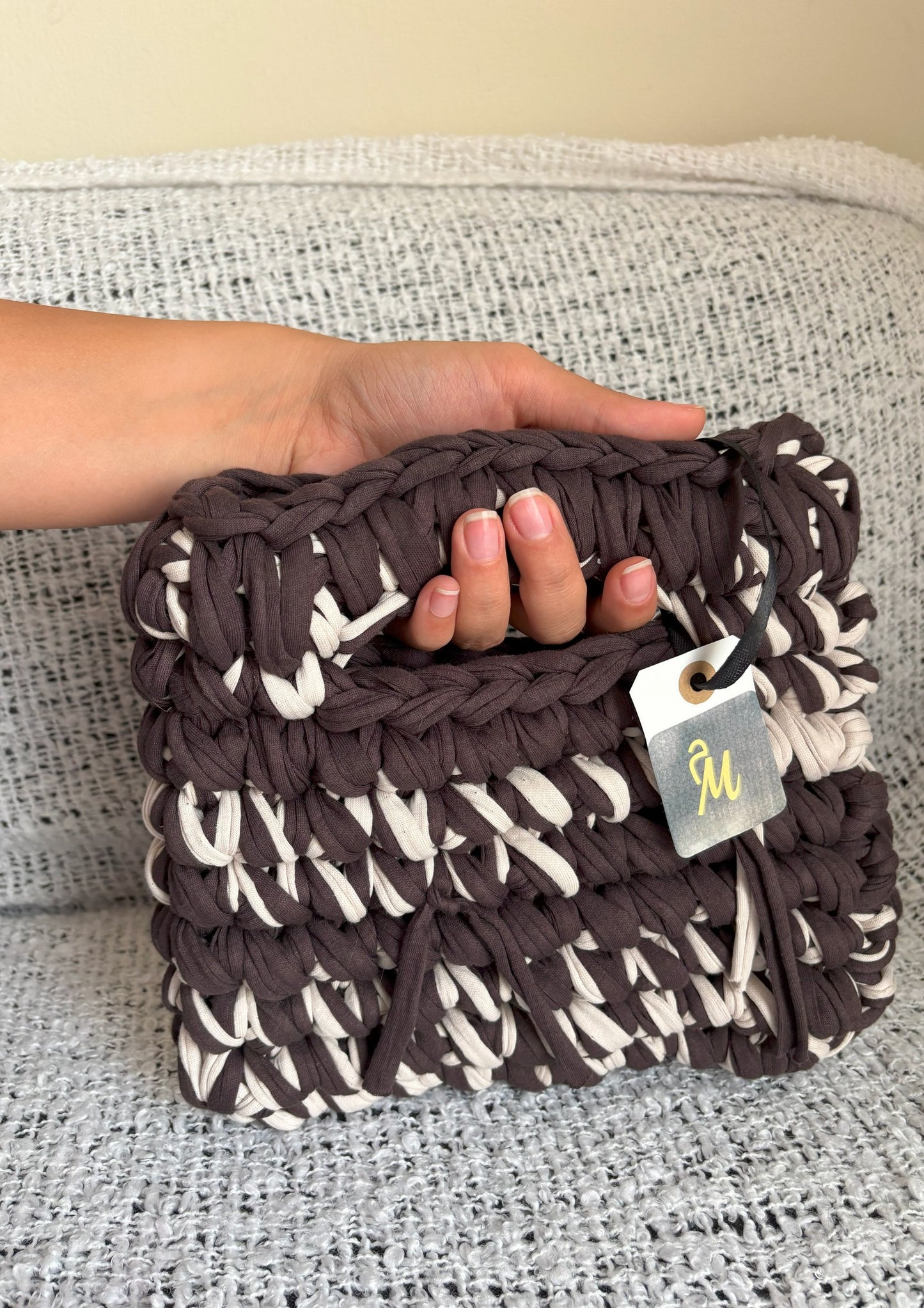 Top Handle Jane – Chunky Brown-Beige Statement Bag