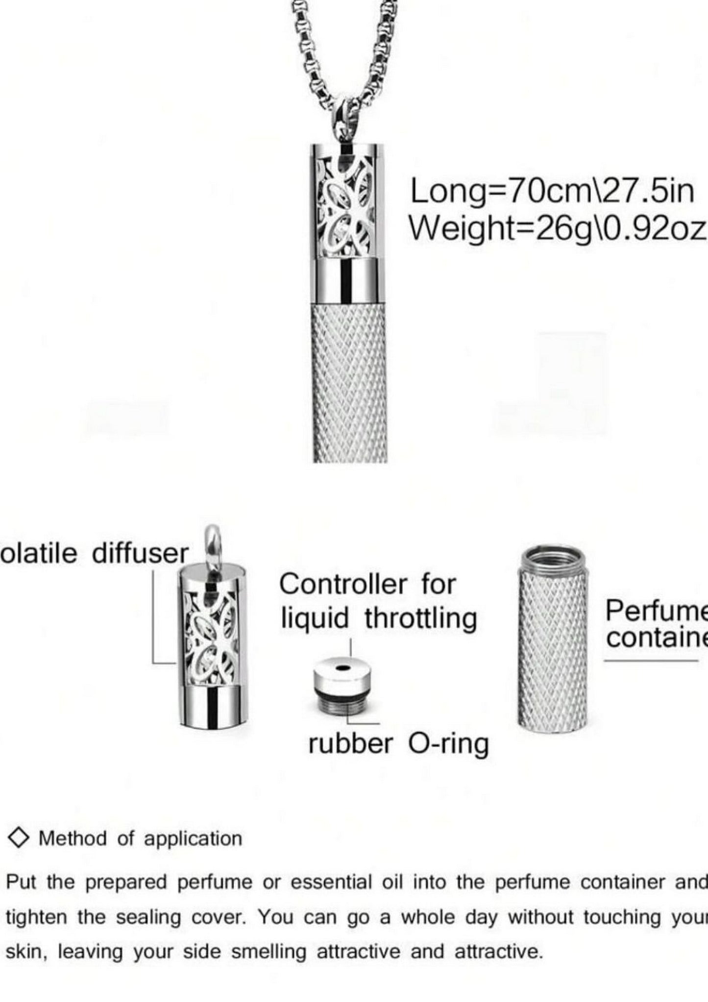 Titanium Steel Perfume Diffuser – Unisex Necklace