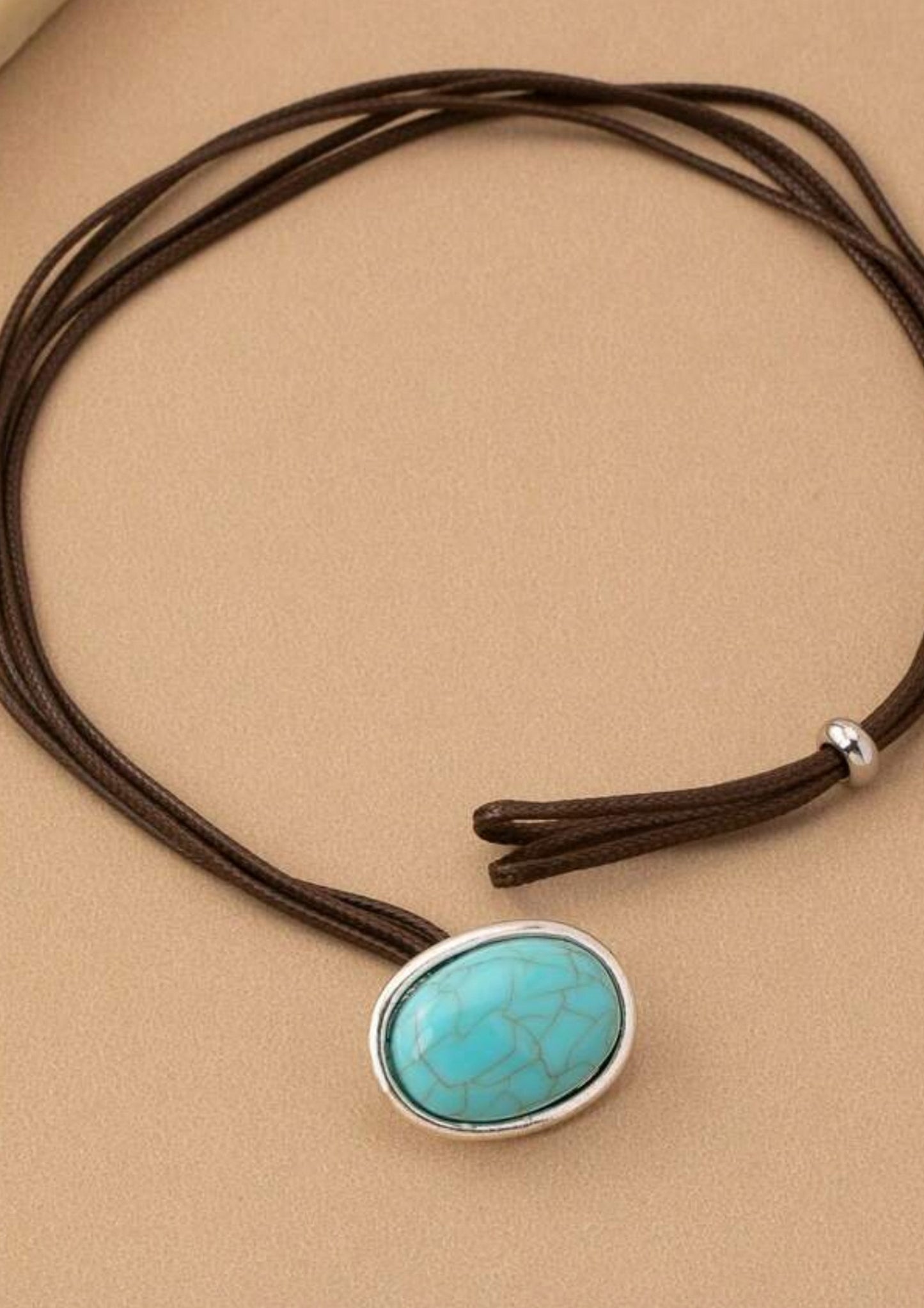 Vintage Boho Necklace – Turquoise Pendant