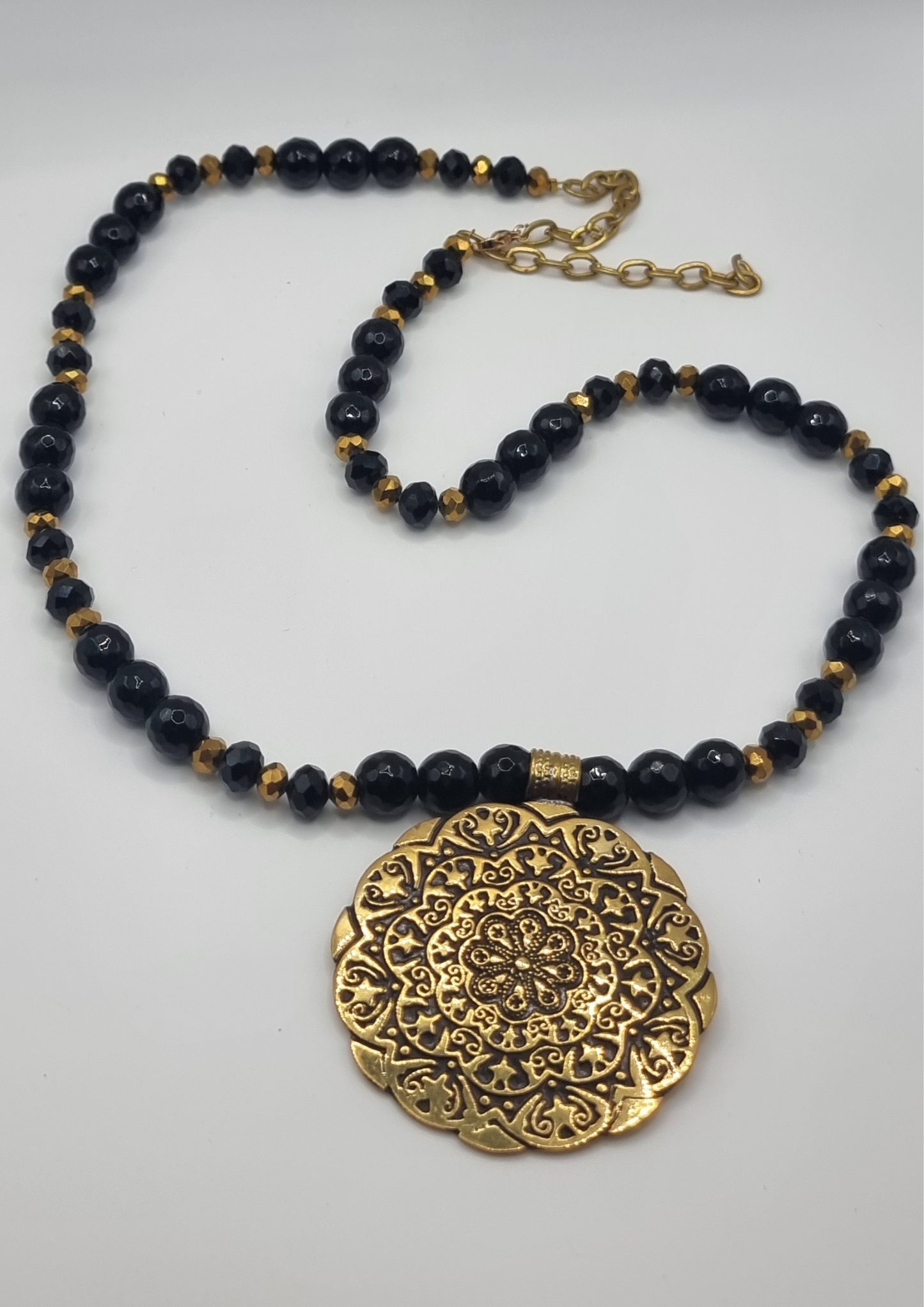 Handmade Copper Necklace with Black Beads – Elegant, Long-Lasting Handcrafted Women’s Jewelry