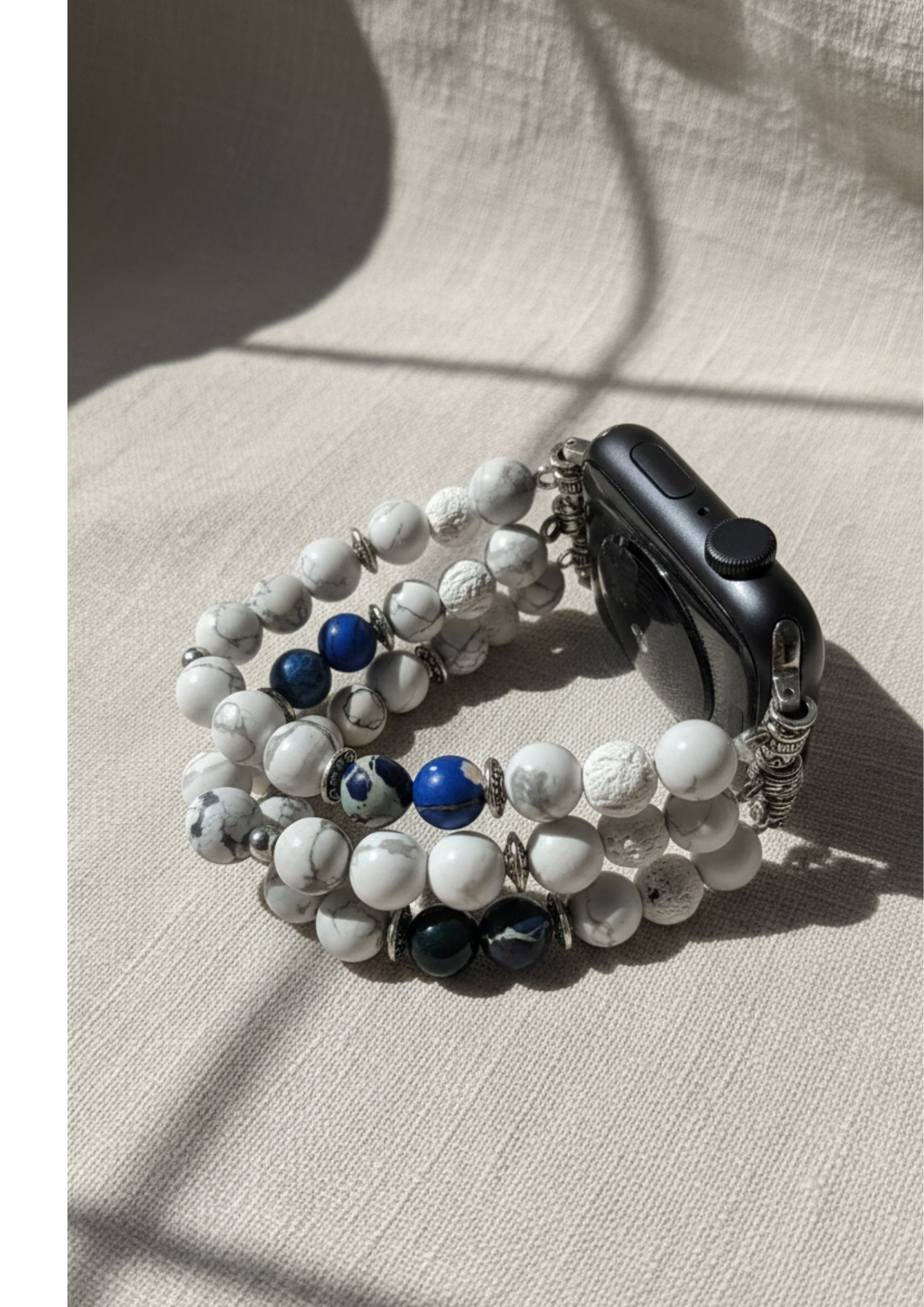 سوار سيلو المصنوع يدويًا من طبقتين من الخرز الرخامي لساعة أبل