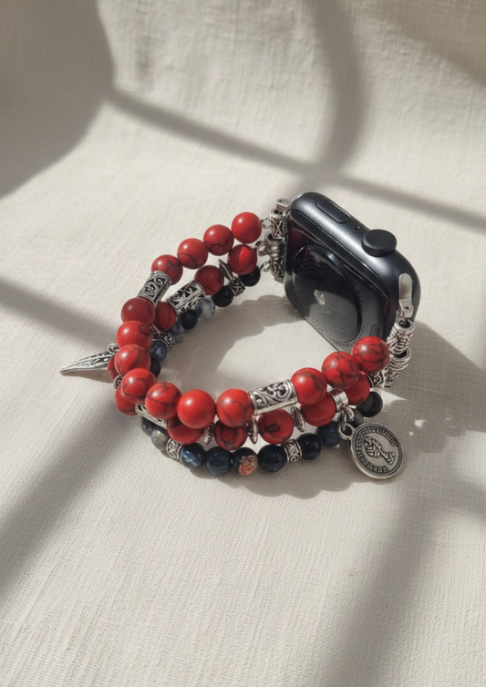 Ceelo Handmade Red Jasper Double-Layer Beaded Strap for Apple Watch