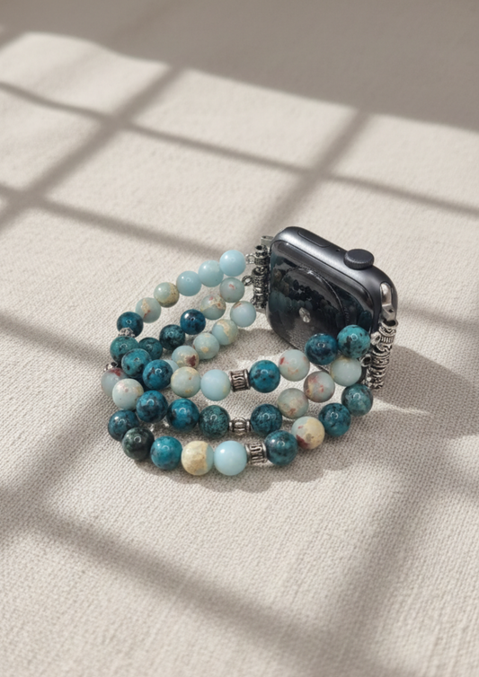 Ceelo Handmade Turquoise & Aqua Beaded Strap for Apple Watch