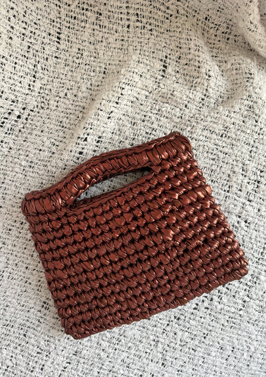 Top Handle Jane – Bronze Metallic Statement Bag