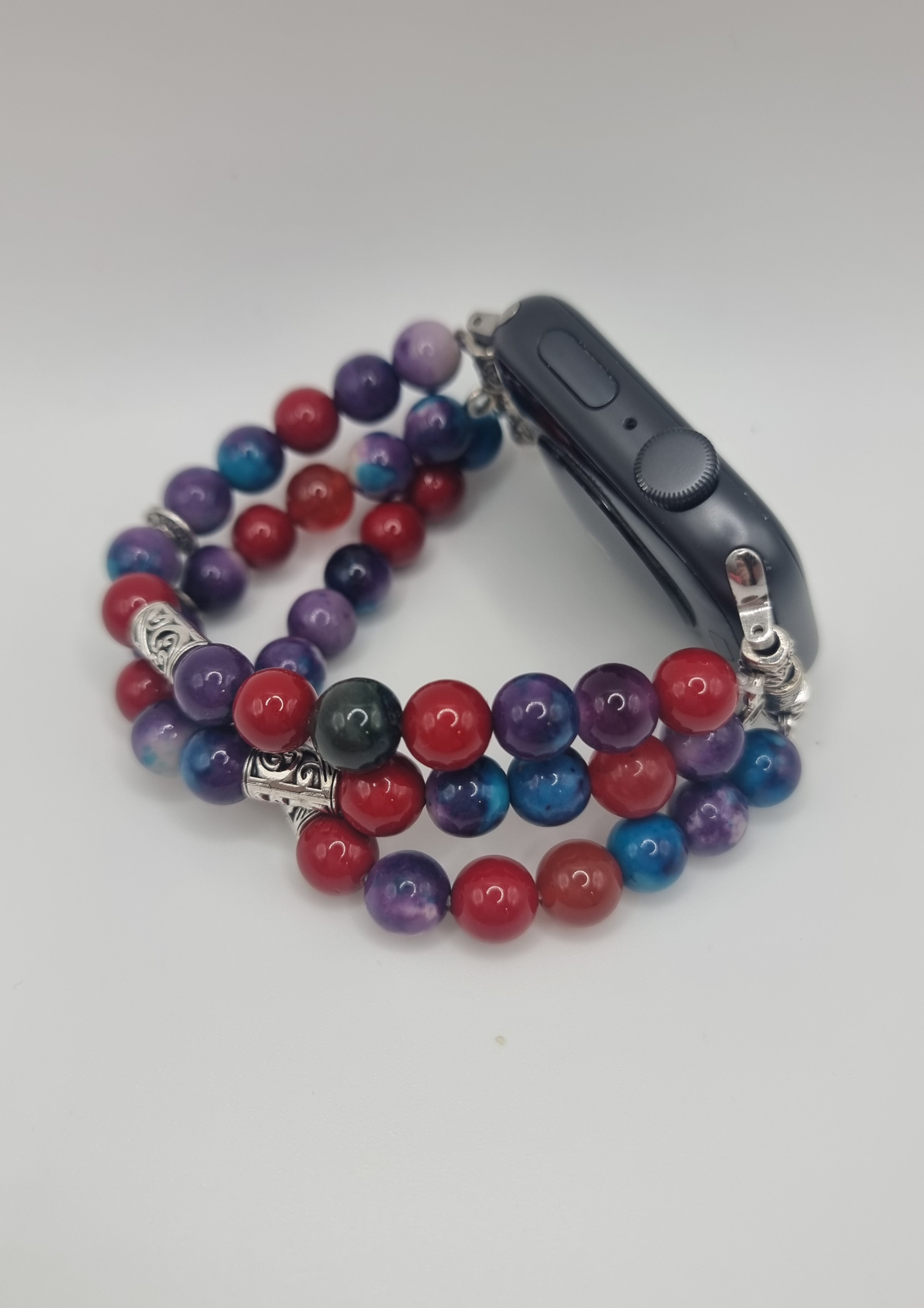 سوار خرز مزدوج الطبقات مصنوع يدويًا من سيلو لساعة أبل