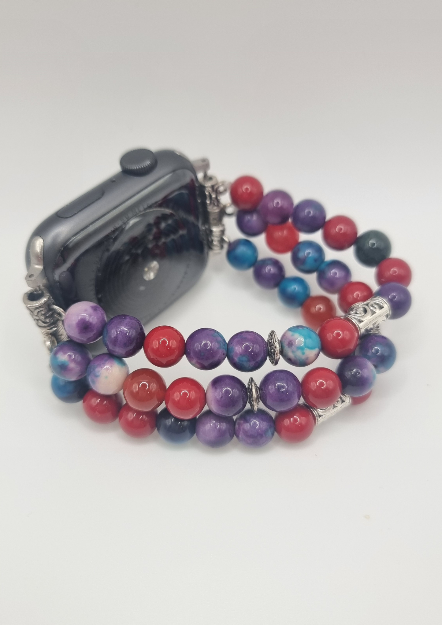 سوار خرز مزدوج الطبقات مصنوع يدويًا من سيلو لساعة أبل