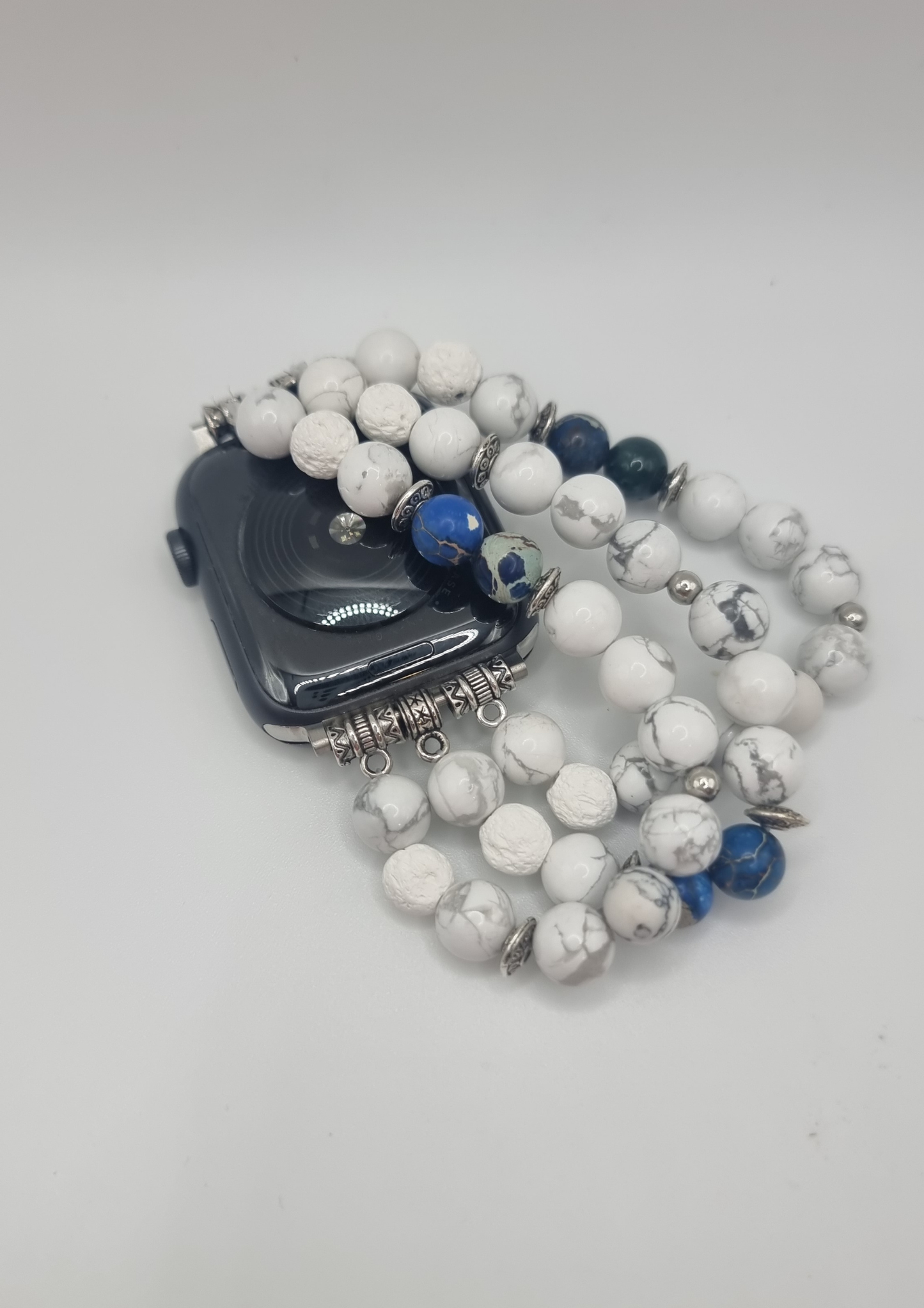 سوار سيلو المصنوع يدويًا من طبقتين من الخرز الرخامي لساعة أبل