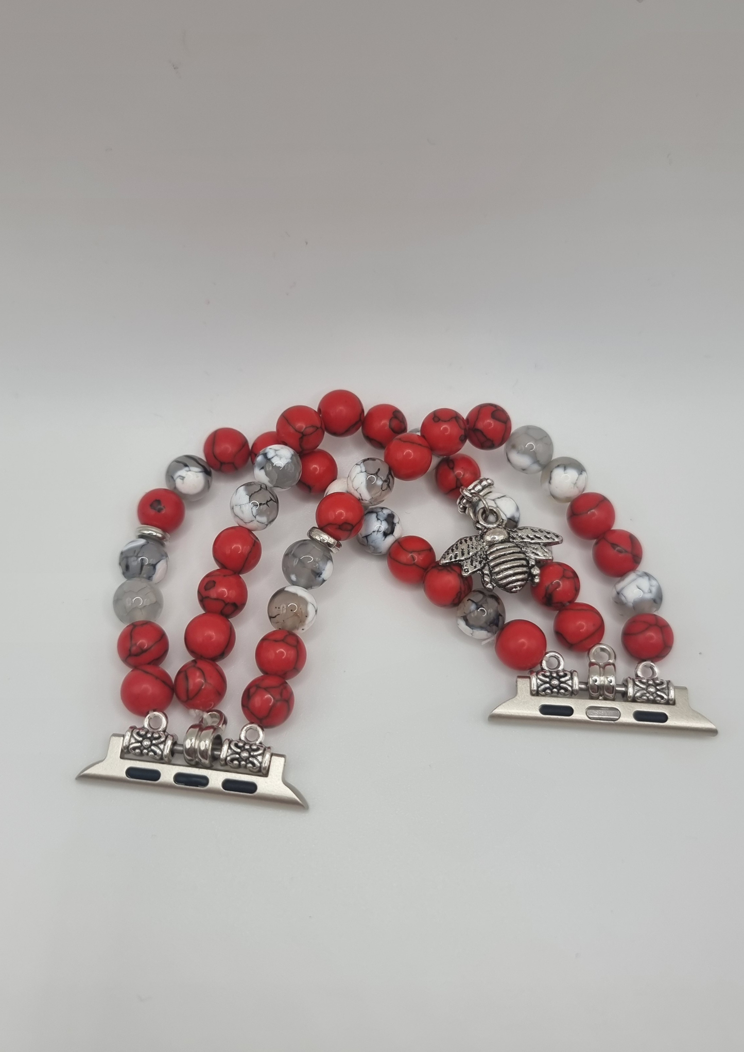 Ceelo Handmade Red & Marble Beaded Charm Strap for Apple Watch