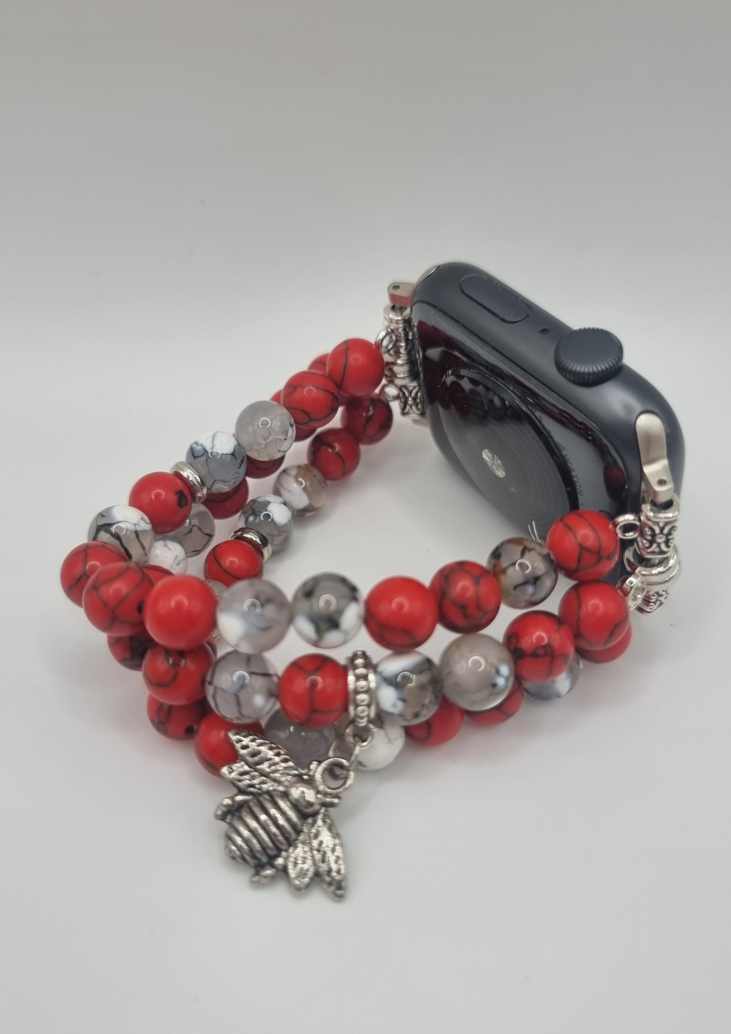 Ceelo Handmade Red & Marble Beaded Charm Strap for Apple Watch