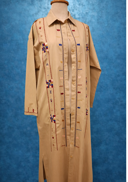 Shali Siwa “The Ring” Casual Cotton Abaya – Hand-Embroidered in Siwa Oasis