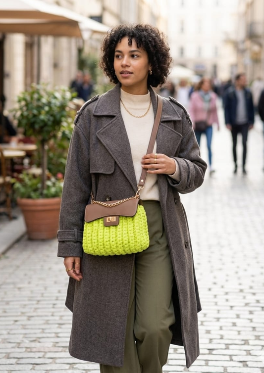 Ceelo Charmz Handwoven Crochet Crossbody Bag – Lime Green