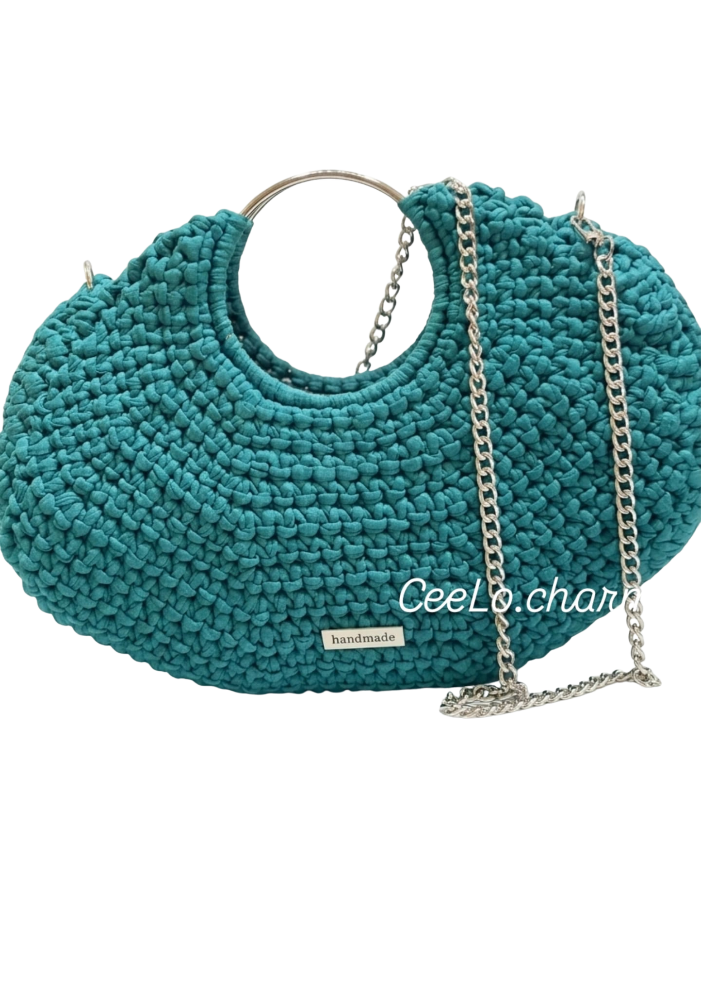 CeeLo Charmz Handwoven Crochet Hobo Bag – Teal Blue
