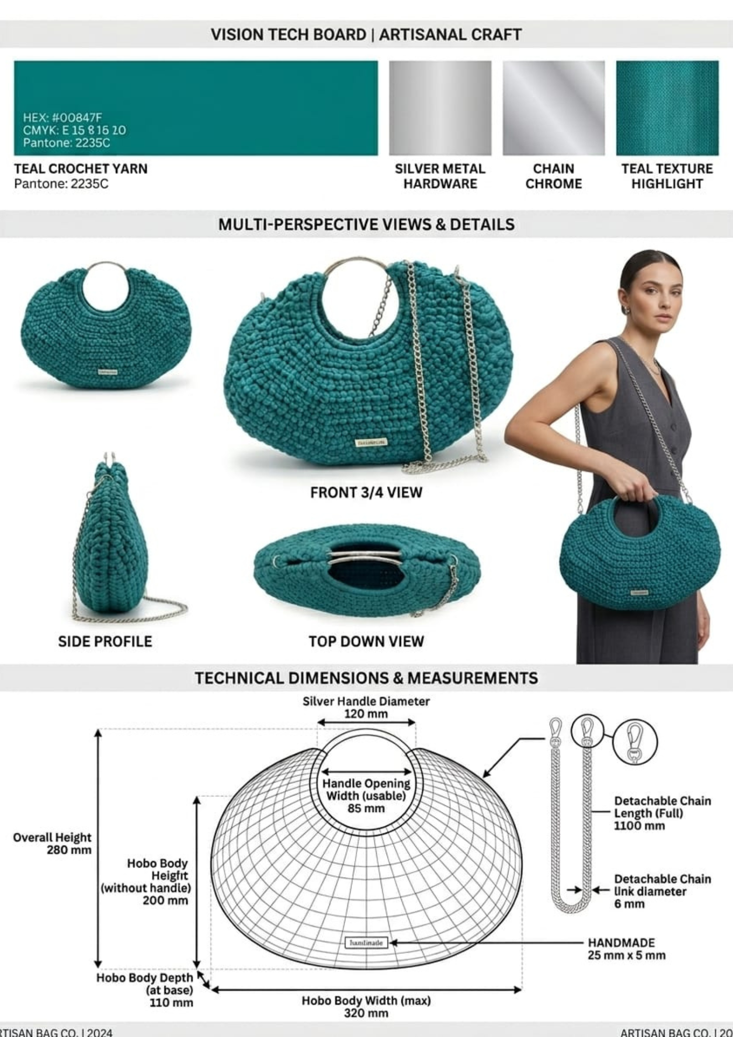 CeeLo Charmz Handwoven Crochet Hobo Bag – Teal Blue