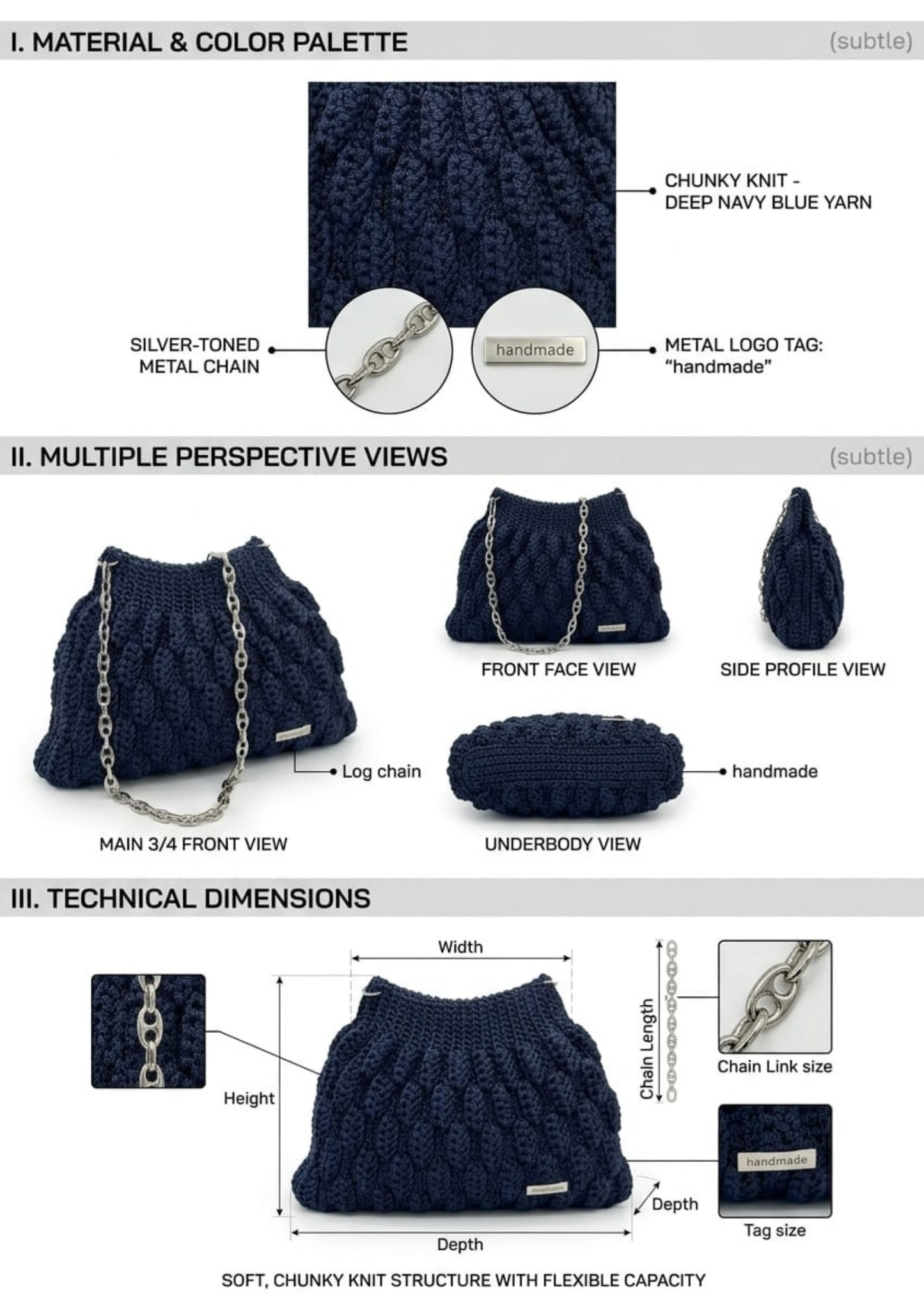 CeeLo Charmz Handwoven Crochet Shoulder Bag – Navy Blue
