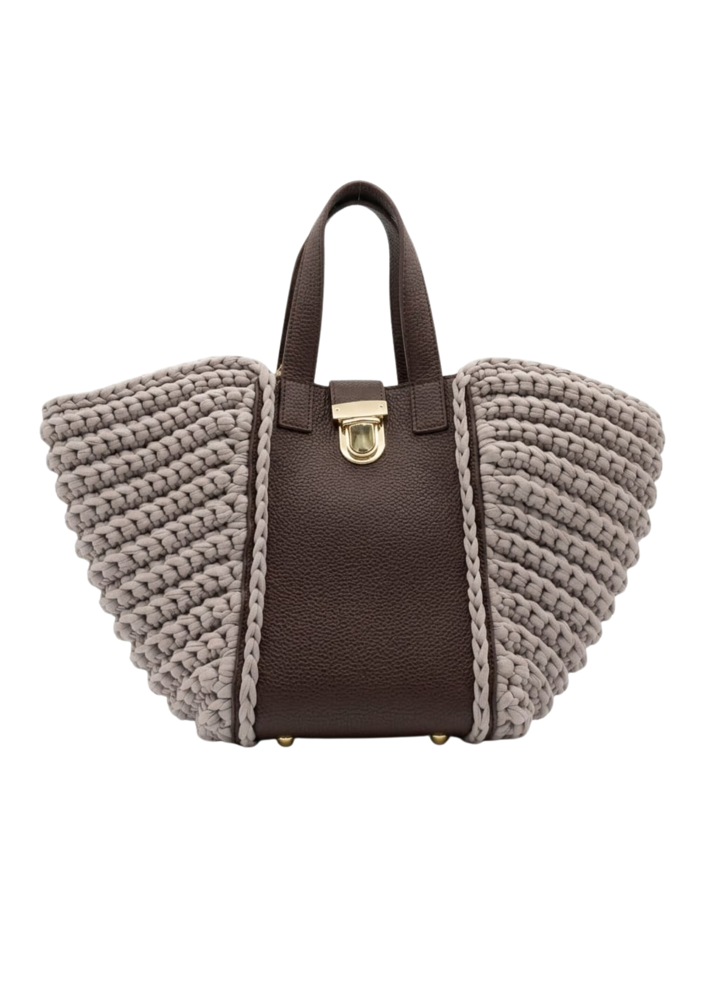 CeeLo Charmz Handwoven Crochet Tote Bag – Taupe & Brown
