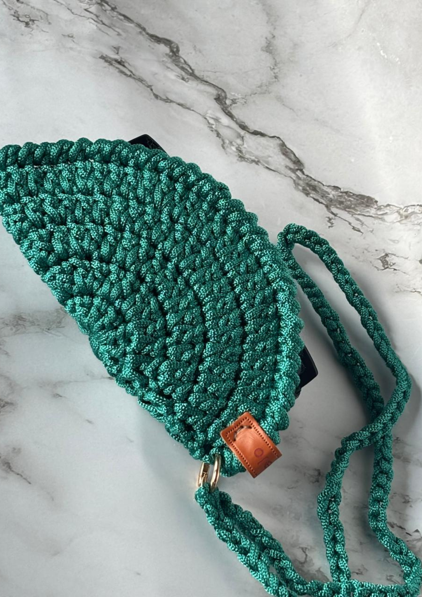 Emerald Macramé Handbag – Handmade Knotted Crossbody