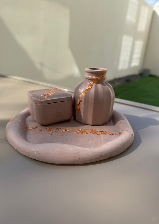 Jesmonite Trio Set – Vase, Tray & Accessories Box