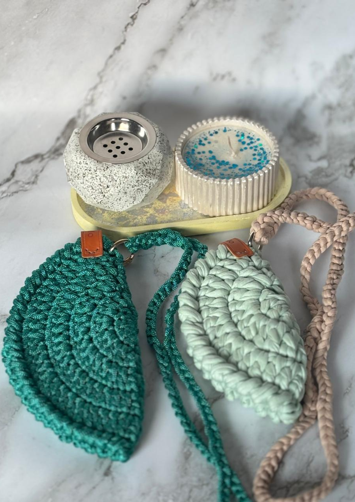 Emerald Macramé Handbag – Handmade Knotted Crossbody