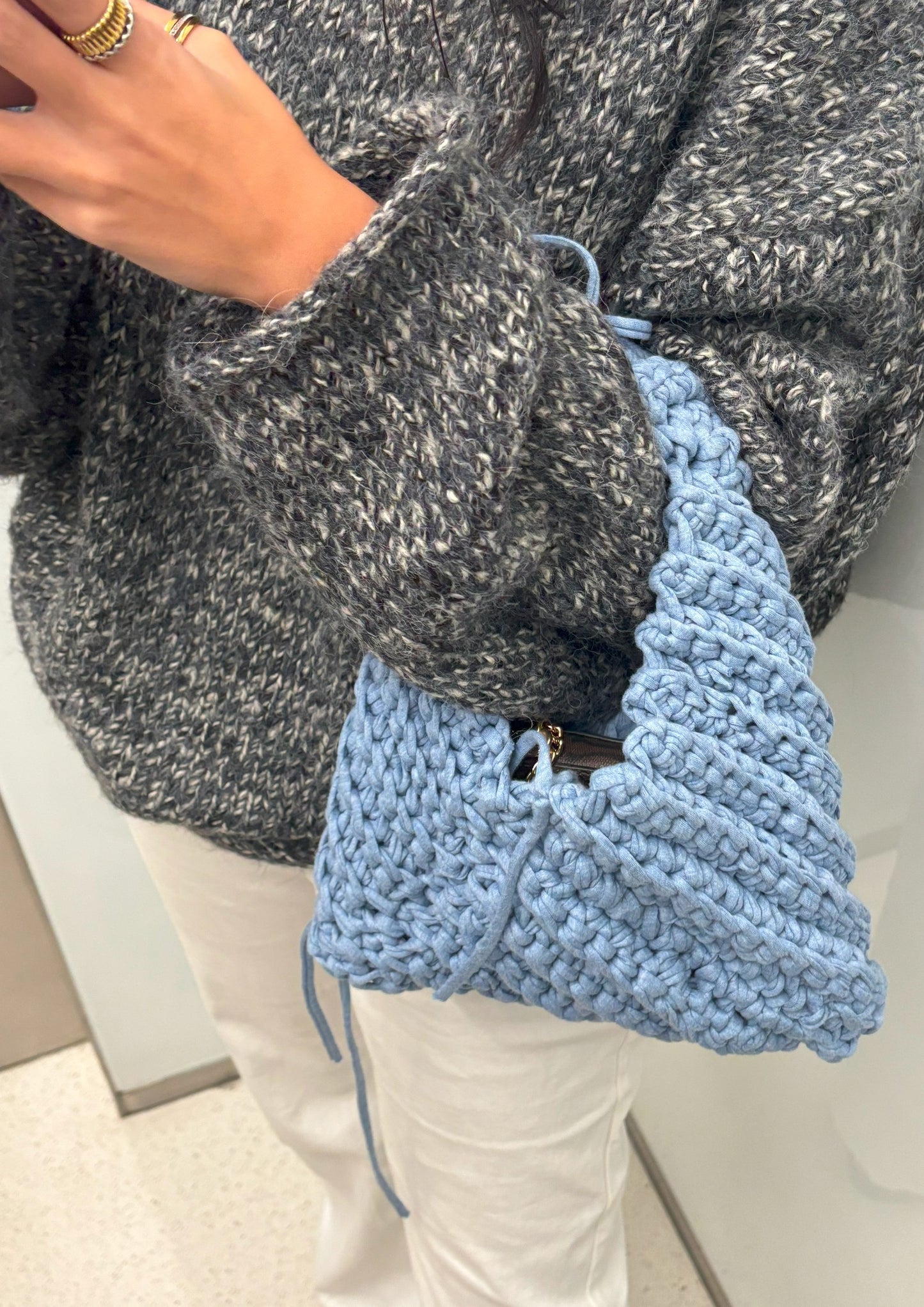 The Trinity Bag – Dusty Blue Open Triangle Tote