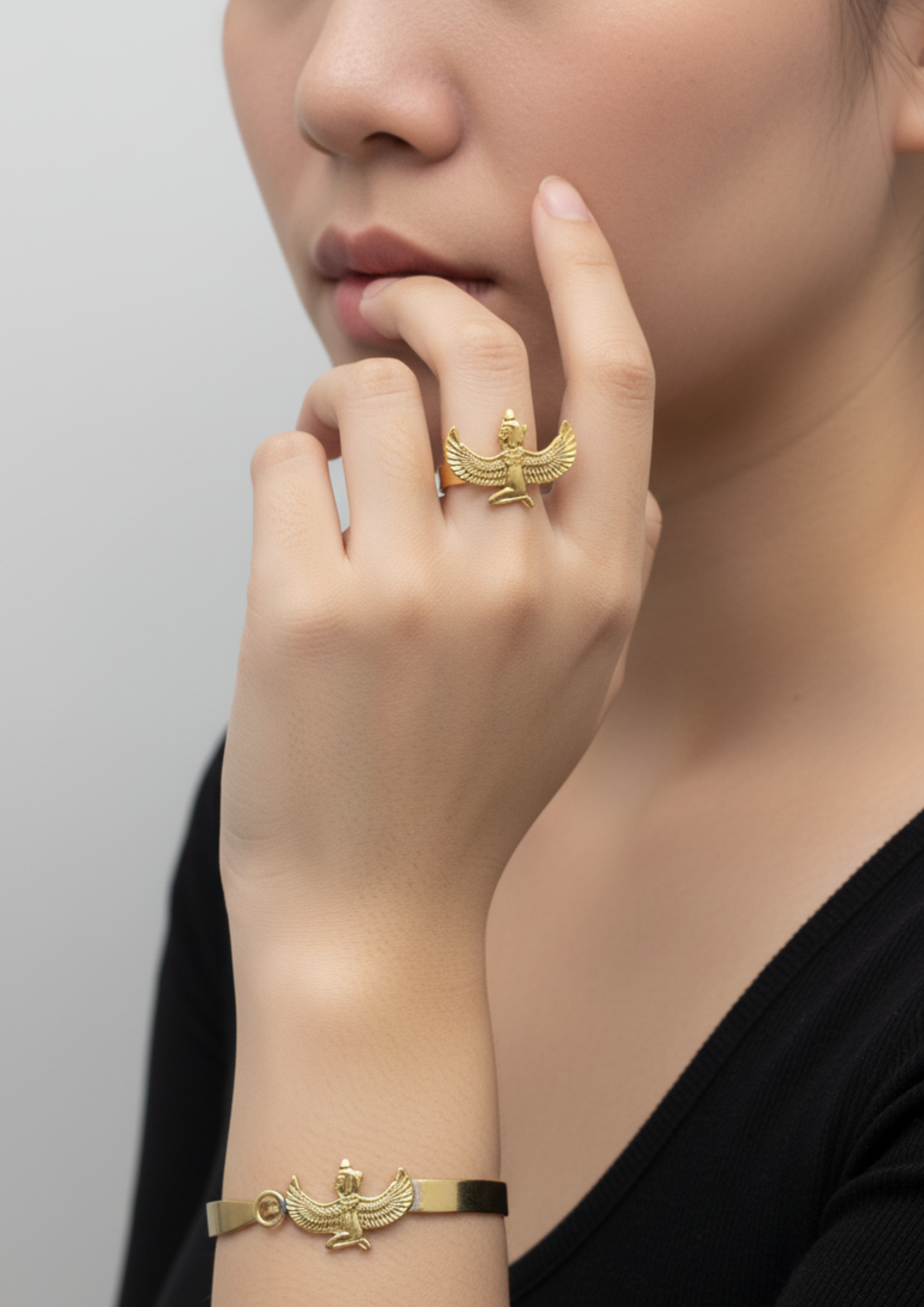 Isis Handmade Accessories Set – Long-Lasting Copper Jewelry (Bracelet & Ring) for Women