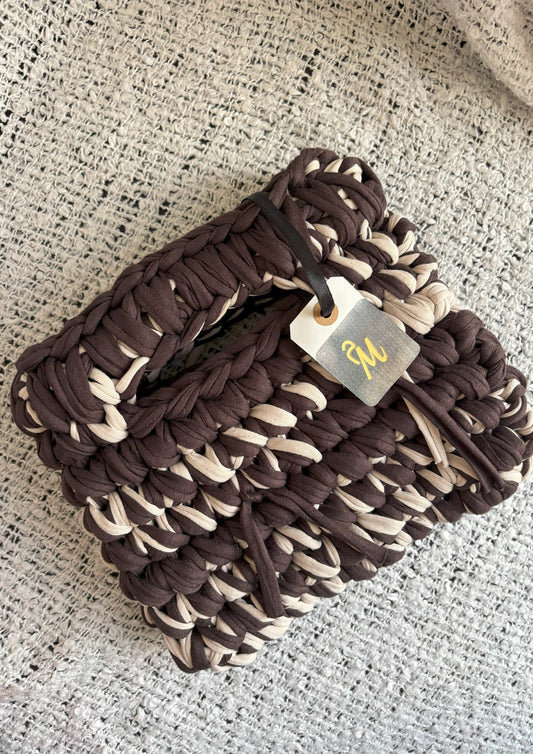 Top Handle Jane – Chunky Brown-Beige Statement Bag