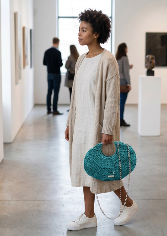 CeeLo Charmz Handwoven Crochet Hobo Bag – Teal Blue