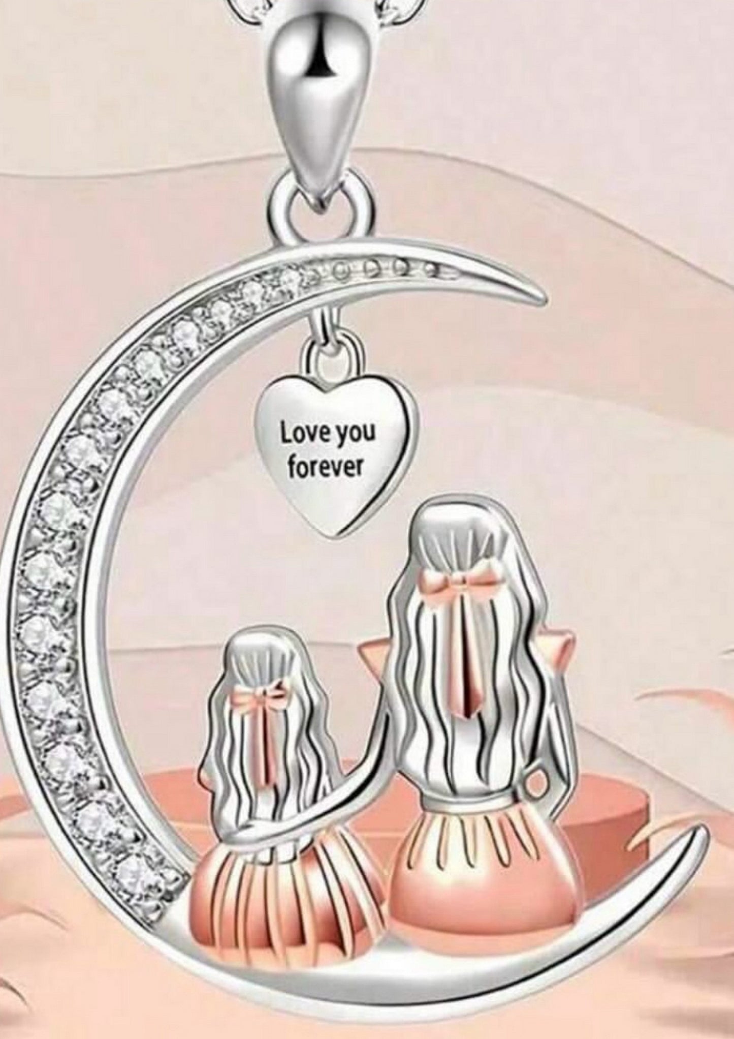 Crescent Necklace – Mother & Daughter Pendant