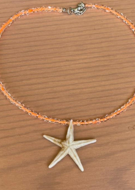 Star Necklace – Orange Star with Beads